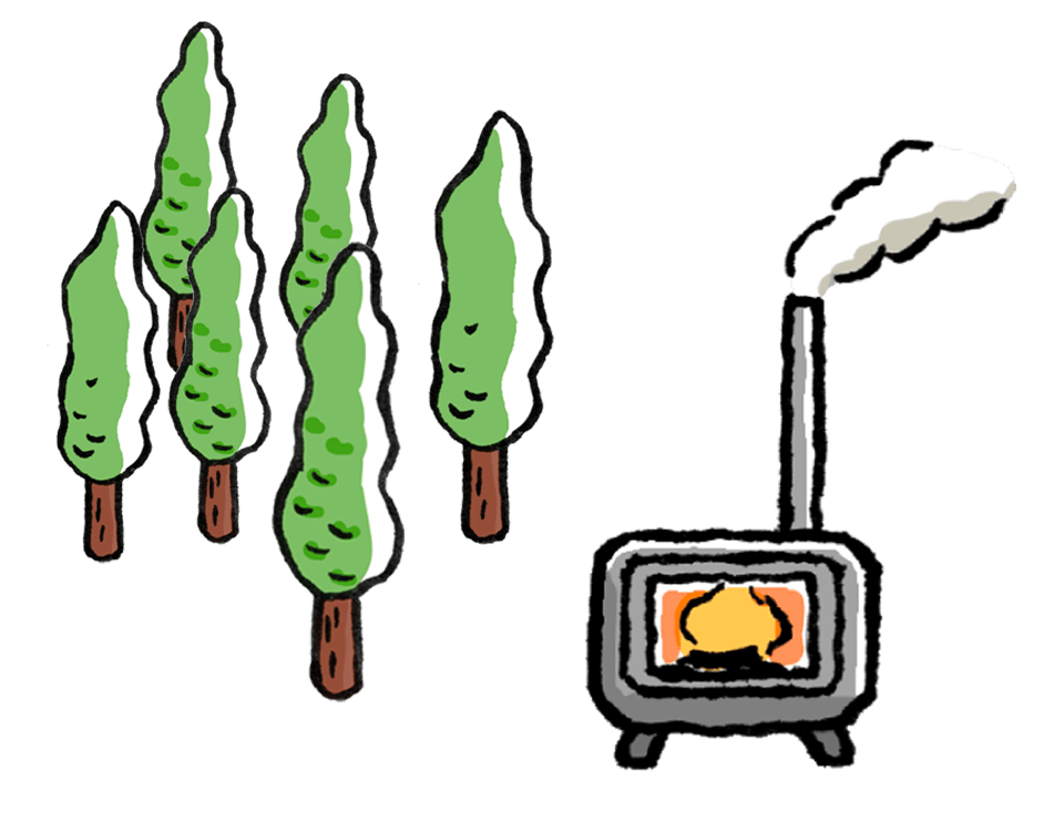 薪を燃やす様子のイラスト